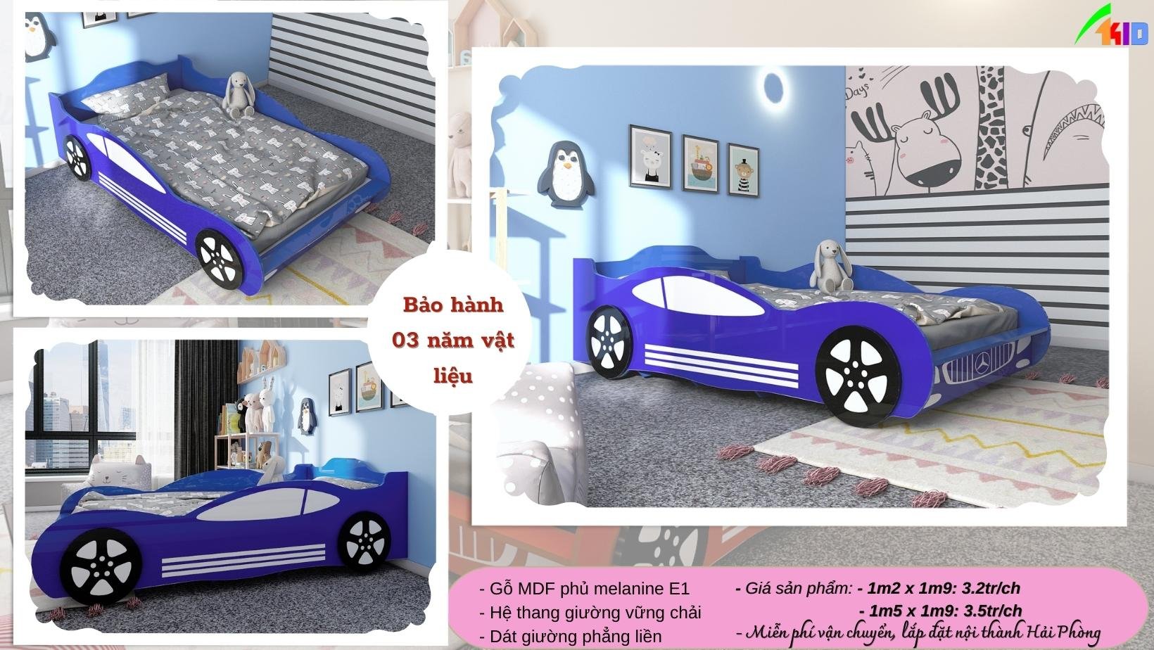 Giường ô tô màu xanh đậm