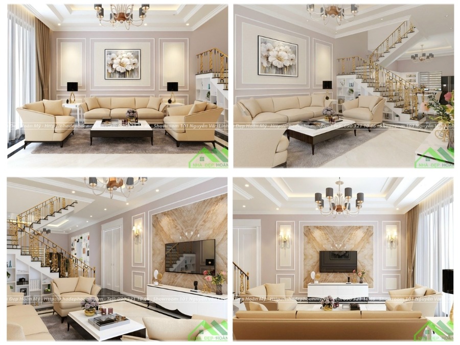 Thiết kế nội thất Hải Dương - phòng khách tân cổ điển