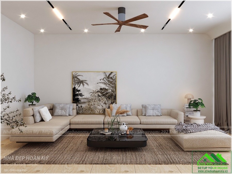 Thiết kế nội thất phòng khách nhà chị Hằng