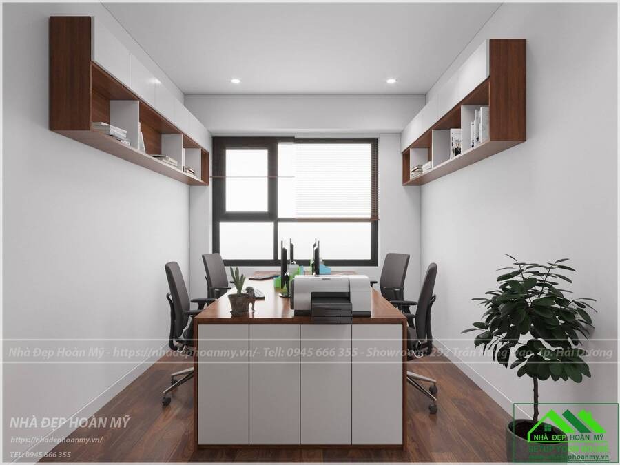 Phòng làm việc được thiết kế trong 1 không gian nhỏ nhưng vẫn đầy đủ công năng