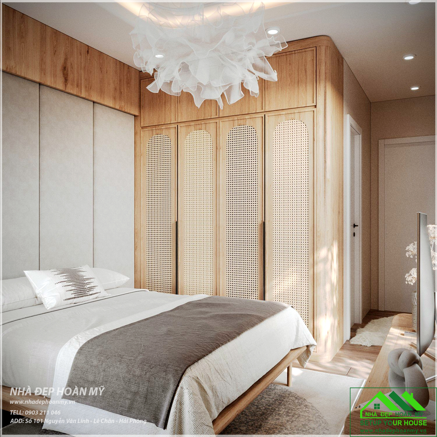 Phòng ngủ Master phong cách Wabi Sabi