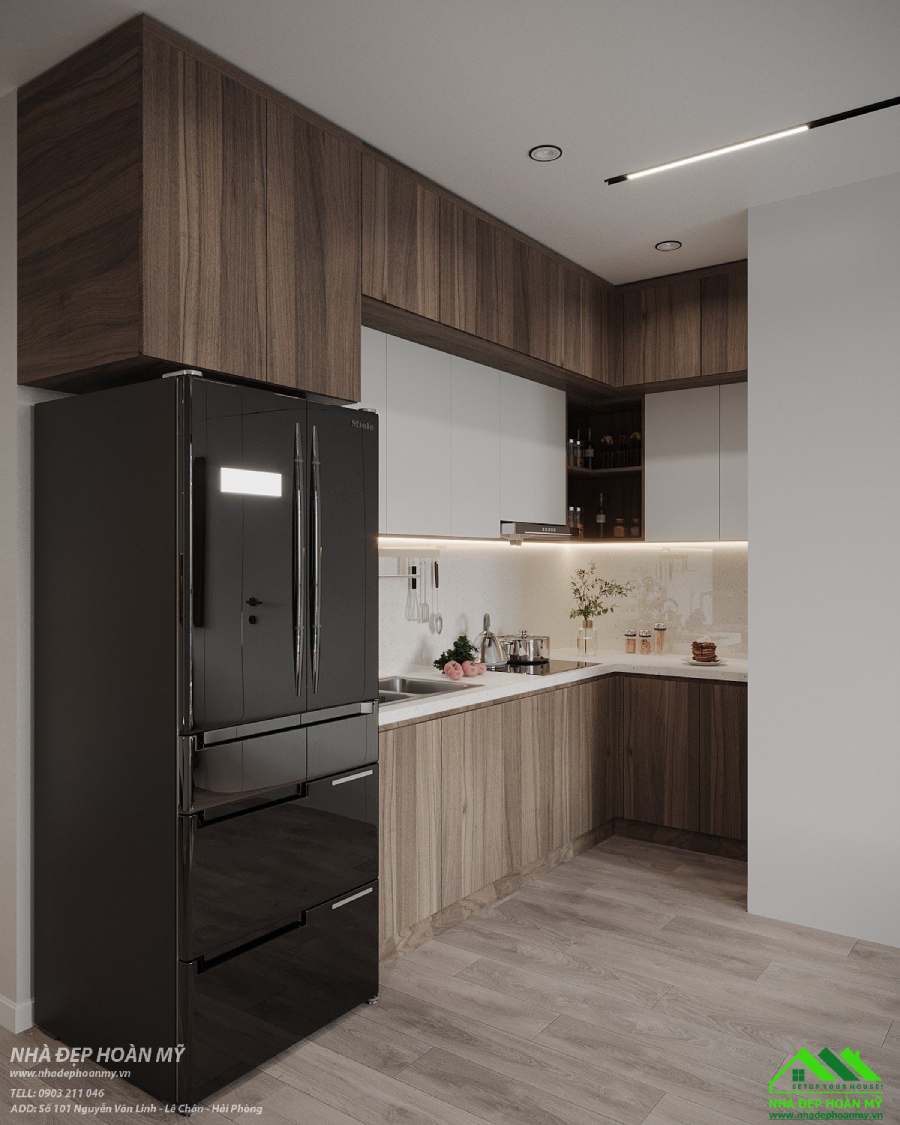 Thiết kế tủ bếp Laminate trong dự án chung cư Hoàng Huy Commerce