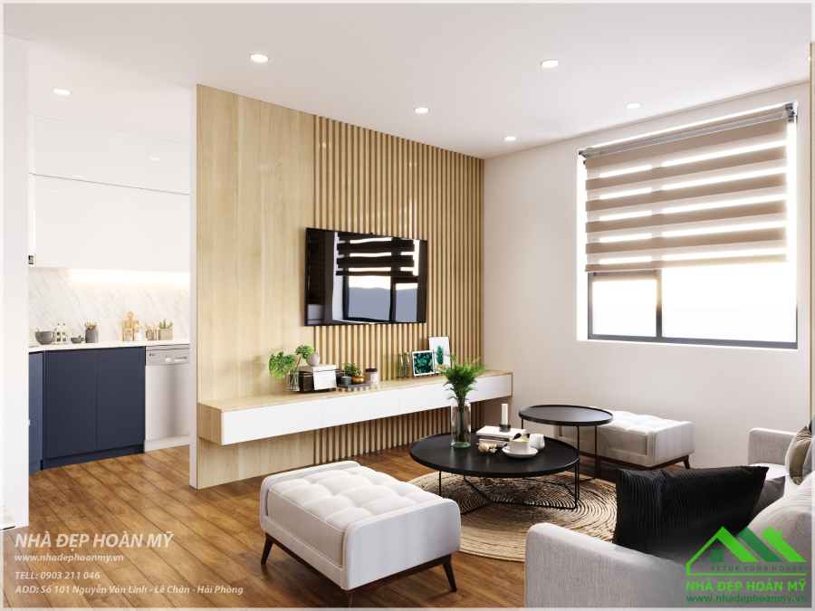 Vách ốp trang trí phòng khách Hải Phòng