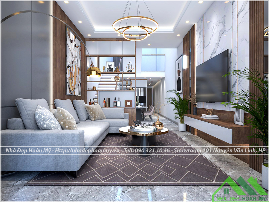 vách ốp trang trí phòng khách
