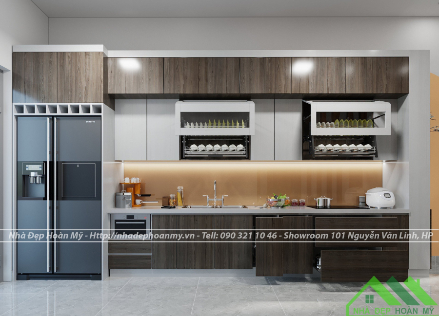 Tủ bếp nhựa phủ acrylic Hải Phòng - Thi công  tủ bếp nhựa PVC Hải Phòng