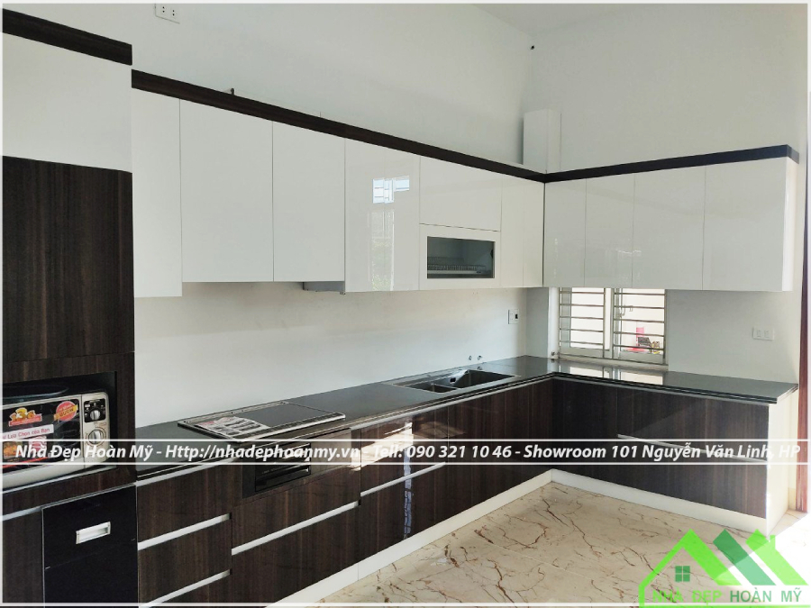 Tủ bếp nhựa phủ acrylic Hải Phòng - Thi công  tủ bếp nhựa PVC Hải Phòng