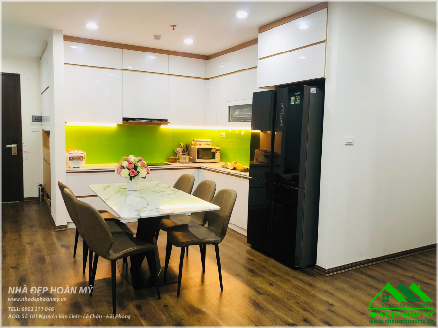 Tủ bếp nhựa phủ acrylic Hải Phòng - Thi công  tủ bếp nhựa PVC Hải Phòng