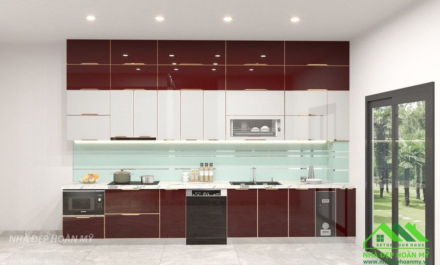 Thi công tủ bếp inox cánh kính cao cấp Hải Dương