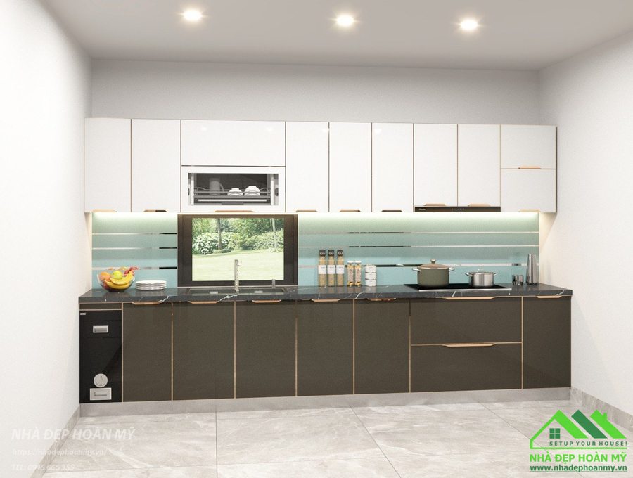 Thi công tủ bếp inox cánh kính cao cấp Hải Dương