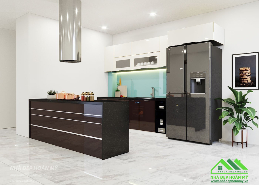 Thi công tủ bếp inox cánh kính cao cấp Hải Dương
