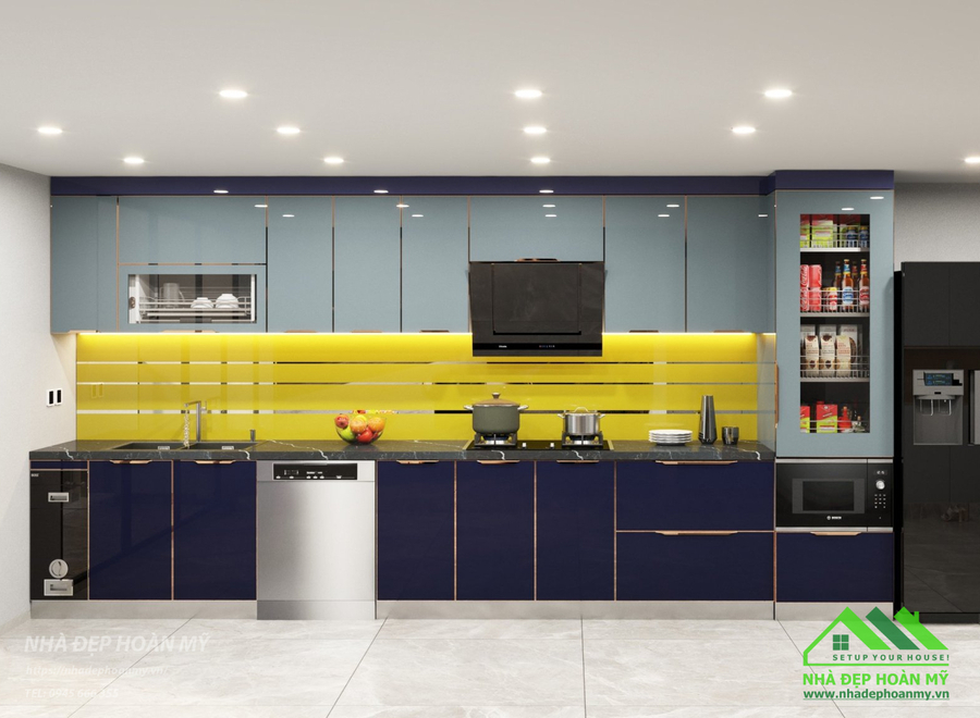 Thi công tủ bếp inox cánh kính cao cấp Hải Dương
