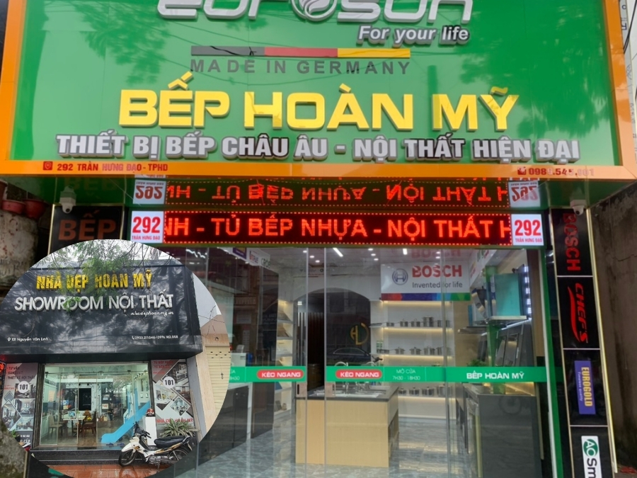 tủ bếp inox cánh kính Hải Dương