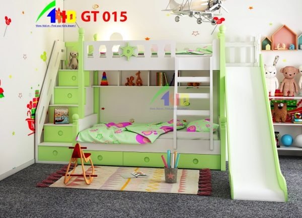 Giường hai tầng có cầu trượt Hải Phòng cho con - GT013-018