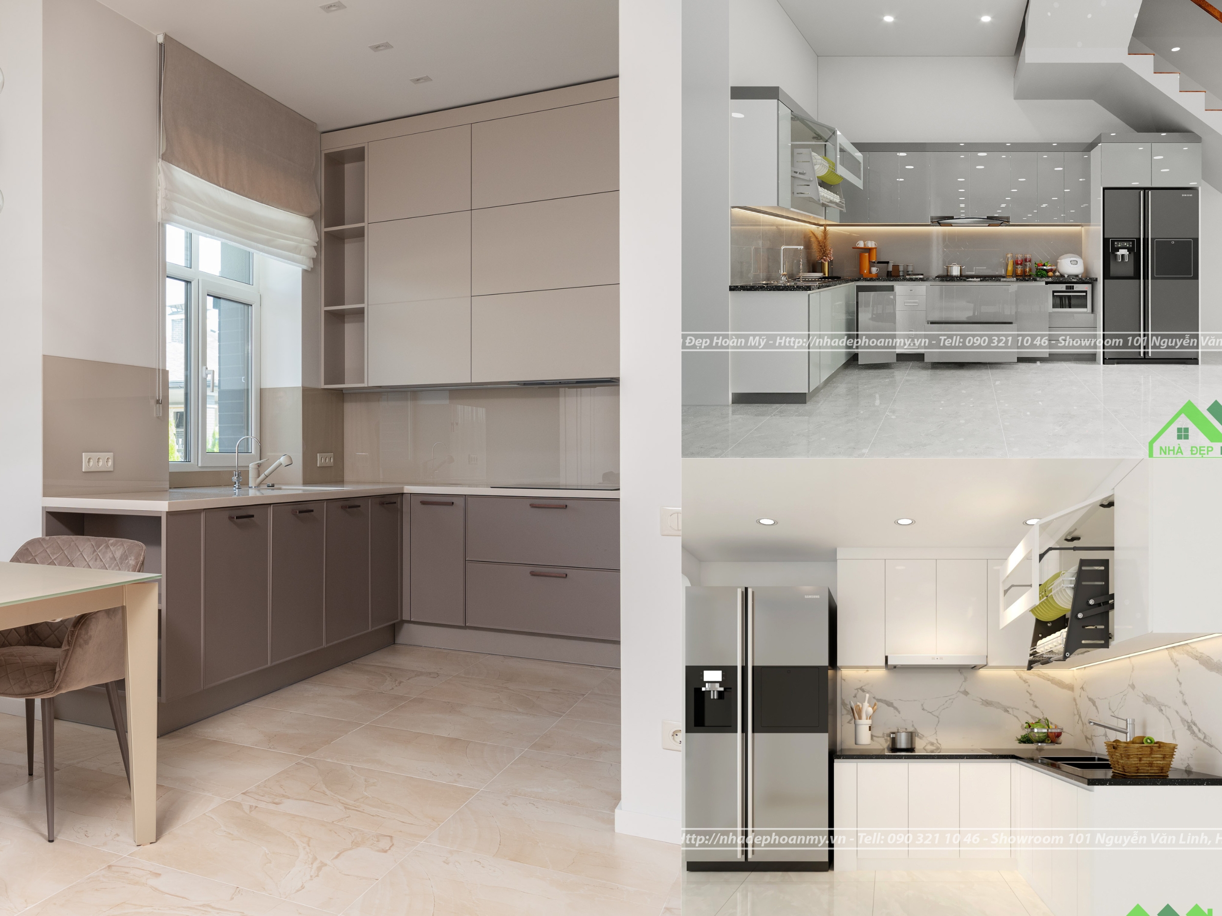 Tủ bếp cánh PET chữ L