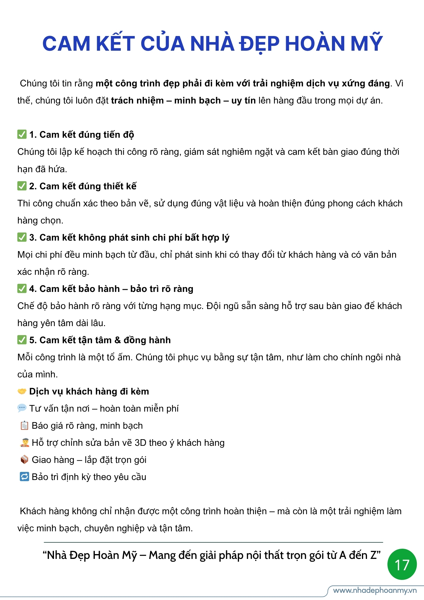 Cam kết thi công nhà đẹp hoàn mỹ