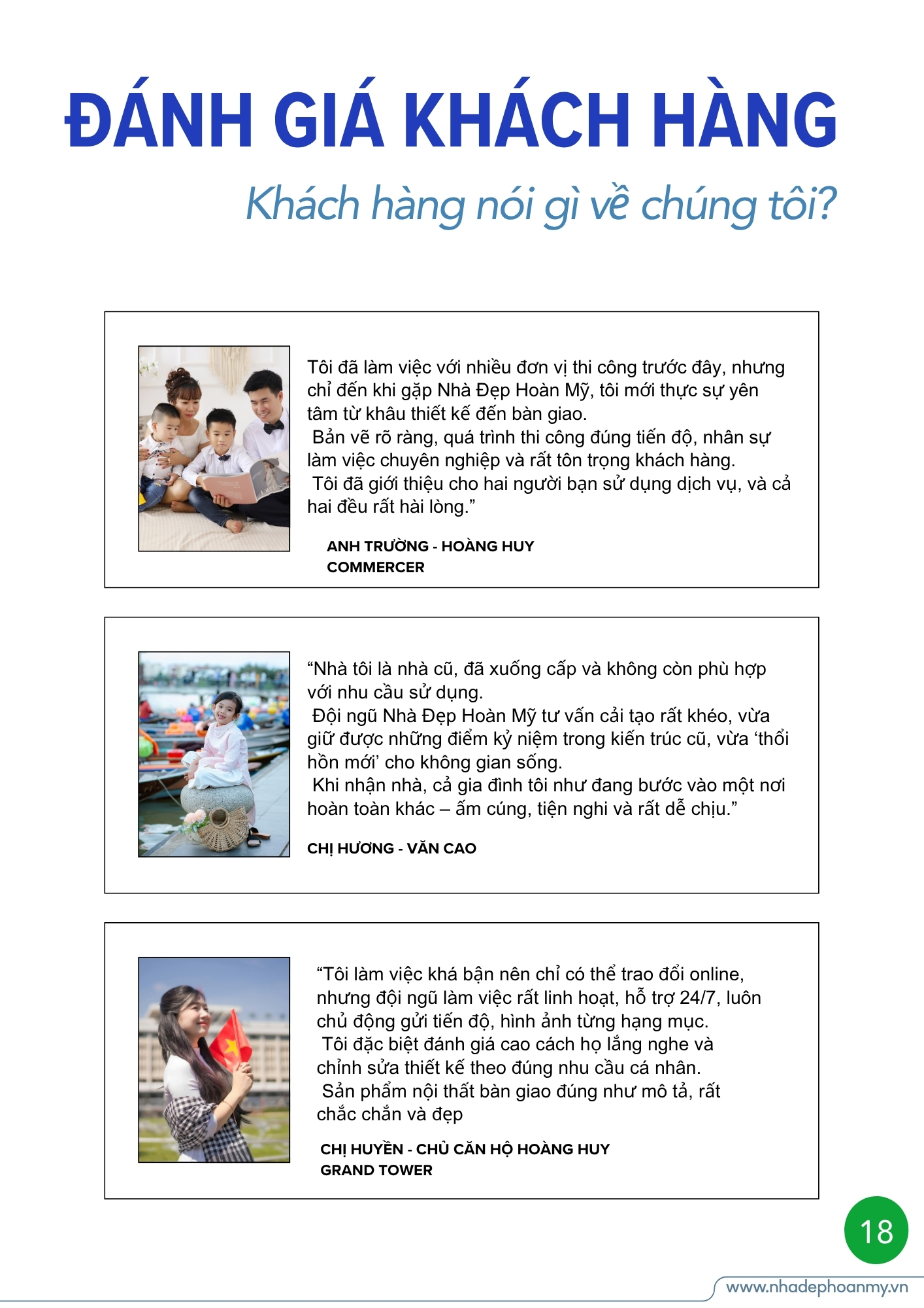 Đánh giá khách hàng về Nhà Đẹp Hoàn Mỹ