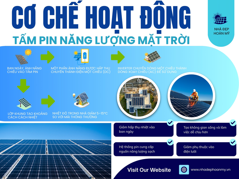 Mái chống nóng kết hợp điện mặt trời