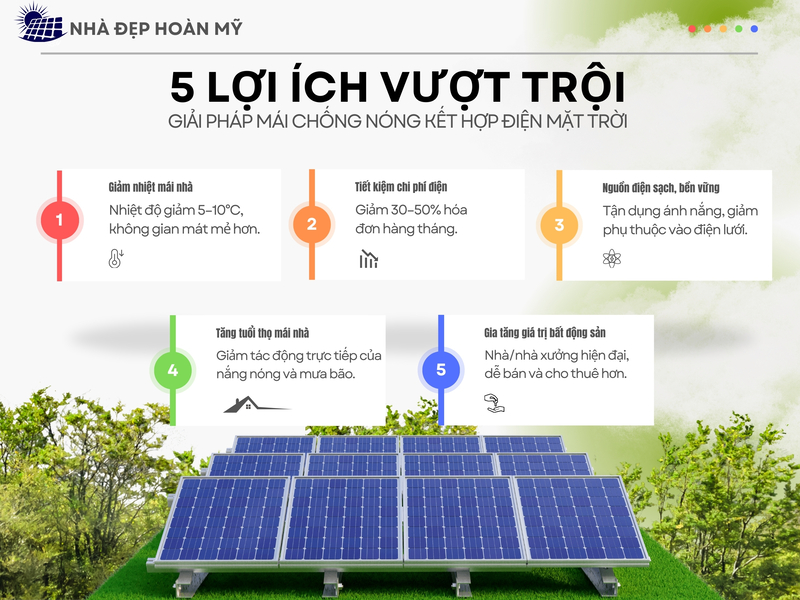 Mái chống nóng kết hợp điện mặt trời
