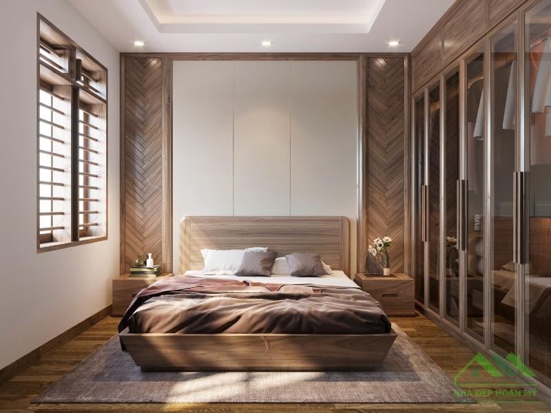 Thi công nội thất phòng ngủ gỗ tự nhiên tại Văn Cao - Hải Phòng