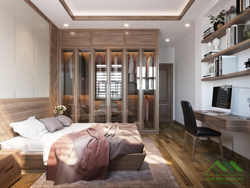 Thi công nội thất phòng ngủ gỗ tự nhiên tại Văn Cao - Hải Phòng