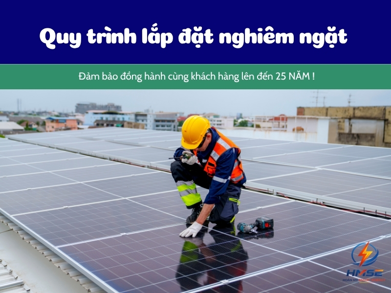 Quy trình lắp đặt điện mặt trời áp mái với 7 bước nghiêm ngặt