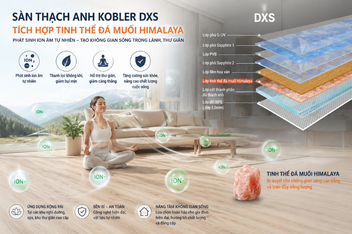 Sàn thạch anh tinh thể đá muối Himalaya DXS