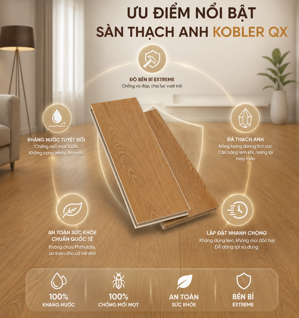 Ưu điểm của sàn thạch anh Kobler QX