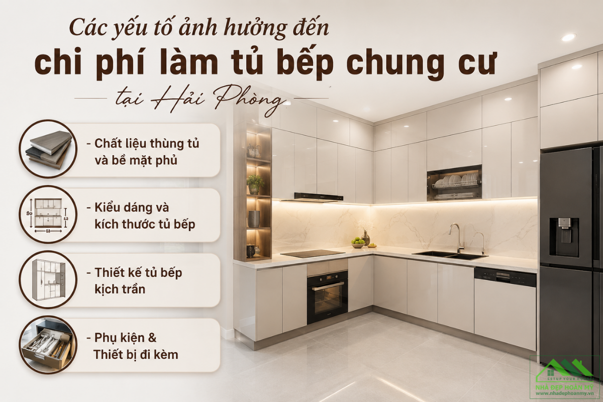 Các yếu tố ảnh hưởng đến chi phí làm tủ bếp chung cư tại Hải Phòng