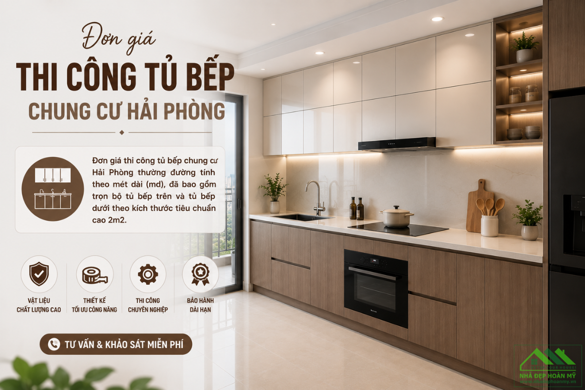 Báo giá thi công tủ bếp chung cư Hải Phòng