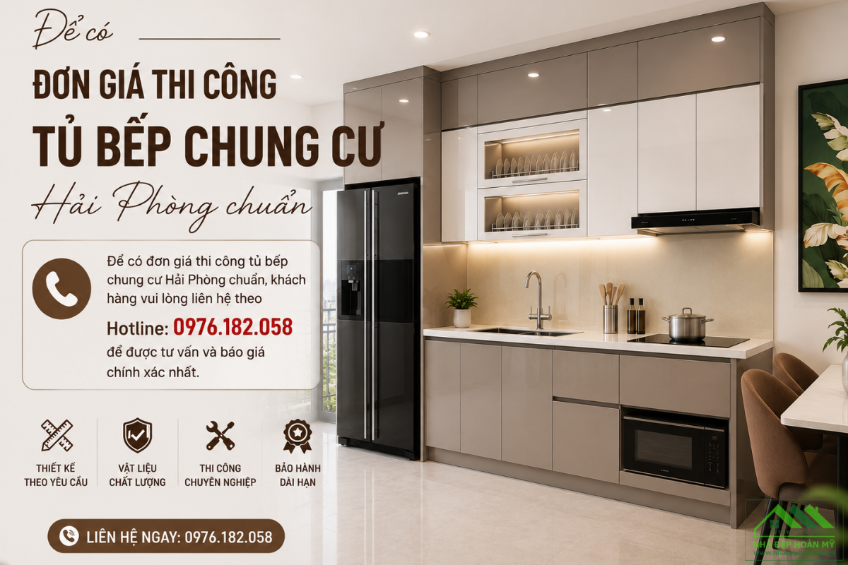 Chi phí thi công tủ bếp chung cư Hải Phòng chuẩn