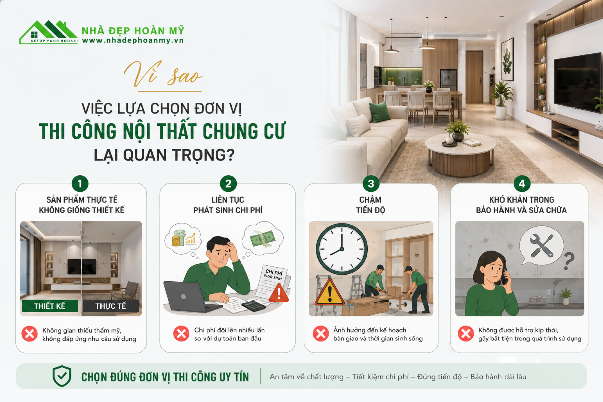 Tầm quan trọng của việc lựa chọn đơn vị thi công nội thất chung cư tại Hải phòng